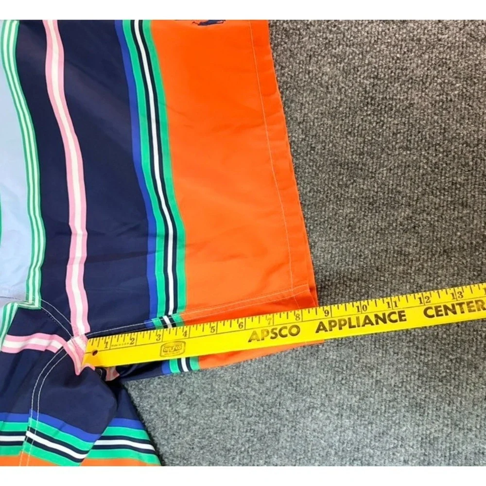 Polo Ralph Lauren Mens Orange Blue Striped Kailua Swim Trunks Shorts Size XL